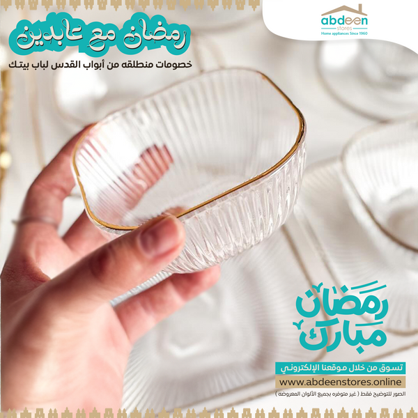 طقم ٦ زبادي زجاج مع ٦ صحون زجاج